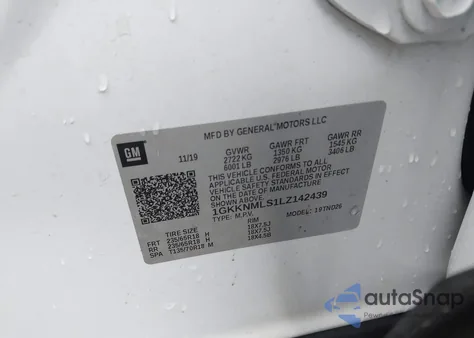 2020 GMC Acadia Fwd Slt z USA, uszkodzony, nr VIN 1GKKNMLS1LZ142439